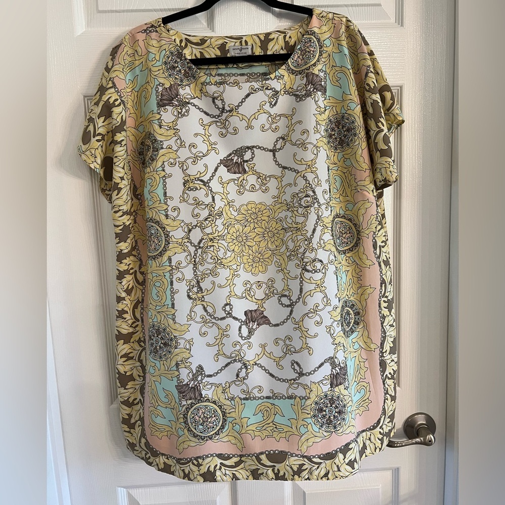 Xxl plus size multicolored blouse with chain detail